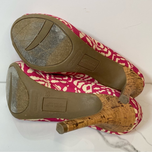 Christian Siriano Pink Fuchsia Open Toe Cork High Stilleto Heels Women’s Sz 8.5 - Picture 6 of 7